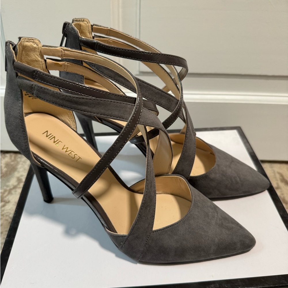 Nine West Gray Suede Stiletto Heels